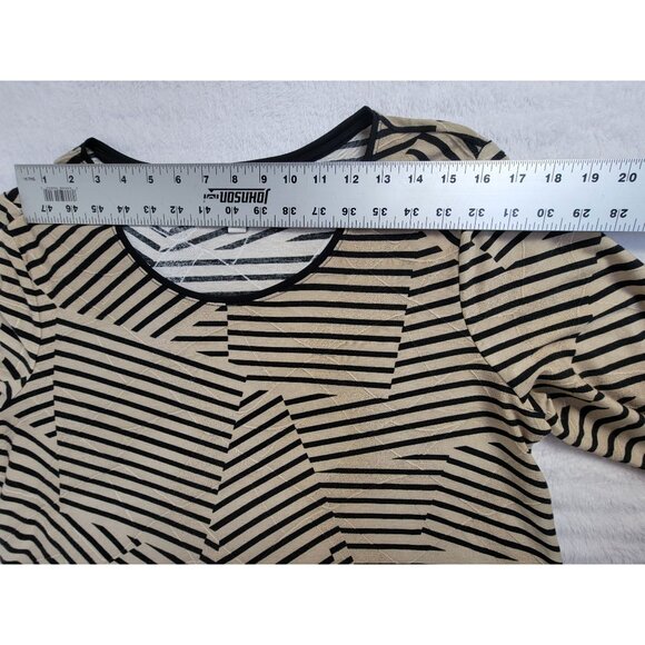 Dana Buchman Womens Beige & Black Striped Geometric Long Sleeve Top XL Stretch - Picture 6 of 8